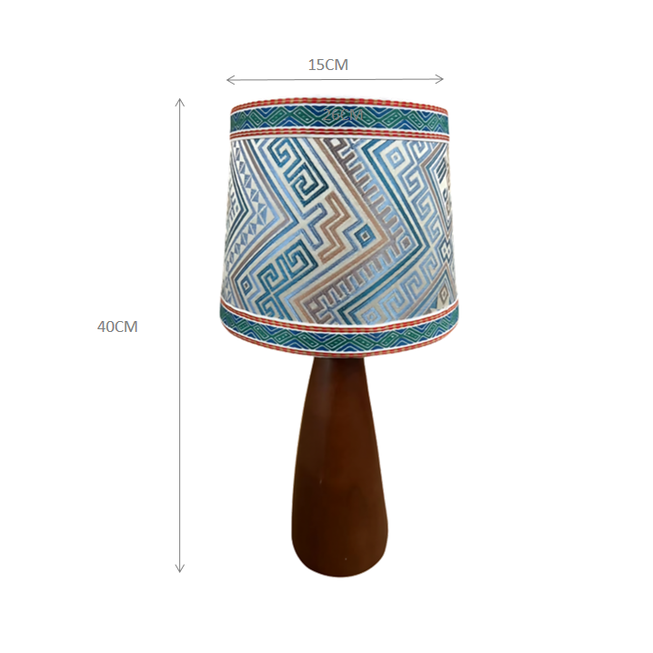 Brocade & Wood Table Lamp